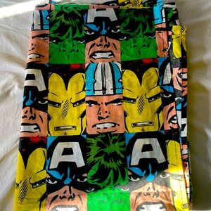 Marvel Iron Man, Captain America, Thor and Hulk Vintage Flat Sheet + Pillowcase